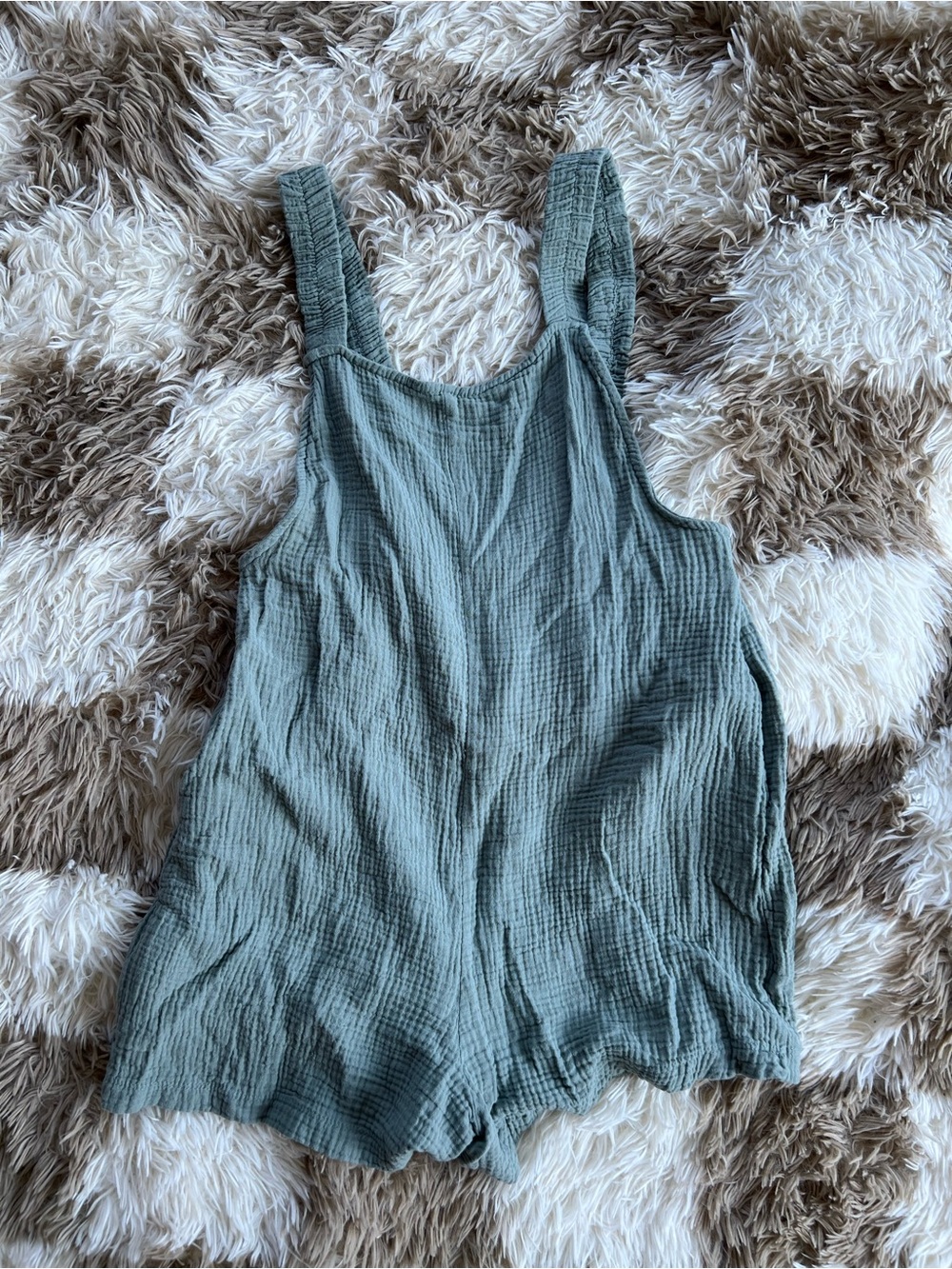 Womens Sage Green Textured Tank Romper